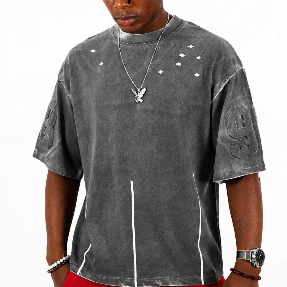T-shirt oversize gris effet délavé -style streetwear