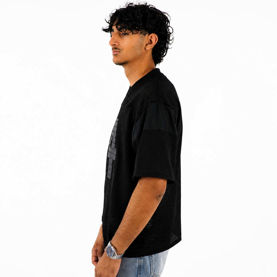 T-shirt oversize noir transparent "74" streetwear