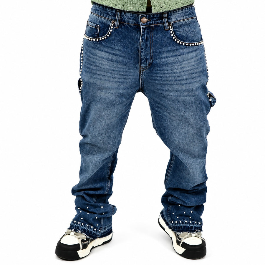 Jean Baggy Bleu Délavé Denim 100% Coton taille 31 - 100% Coton