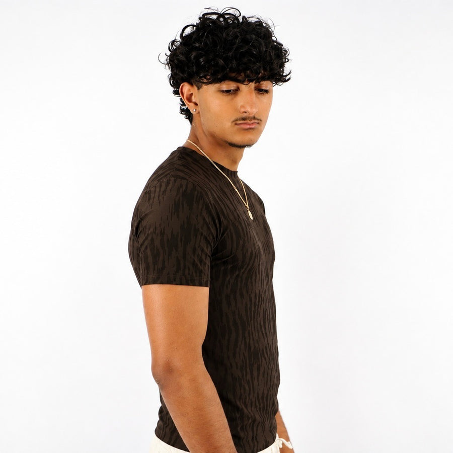 T-shirt serré texturé marron