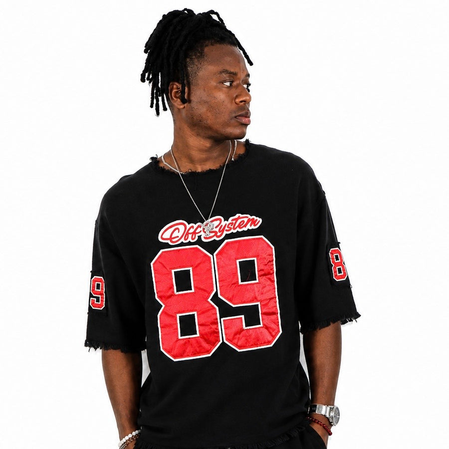 T-shirt Noir Oversize avec Patchs “89