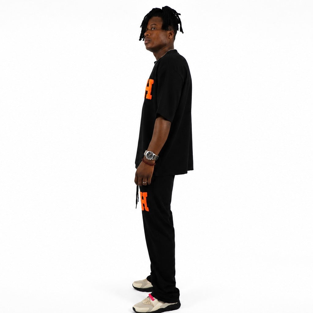 Ensemble Oversize Noir pantalon & T-shirt  “H” – Streetwear