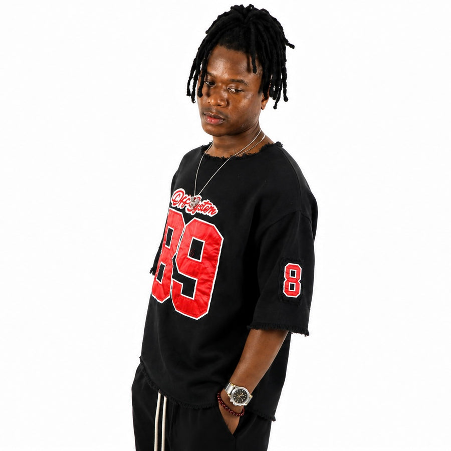 T-shirt Noir Oversize avec Patchs “89