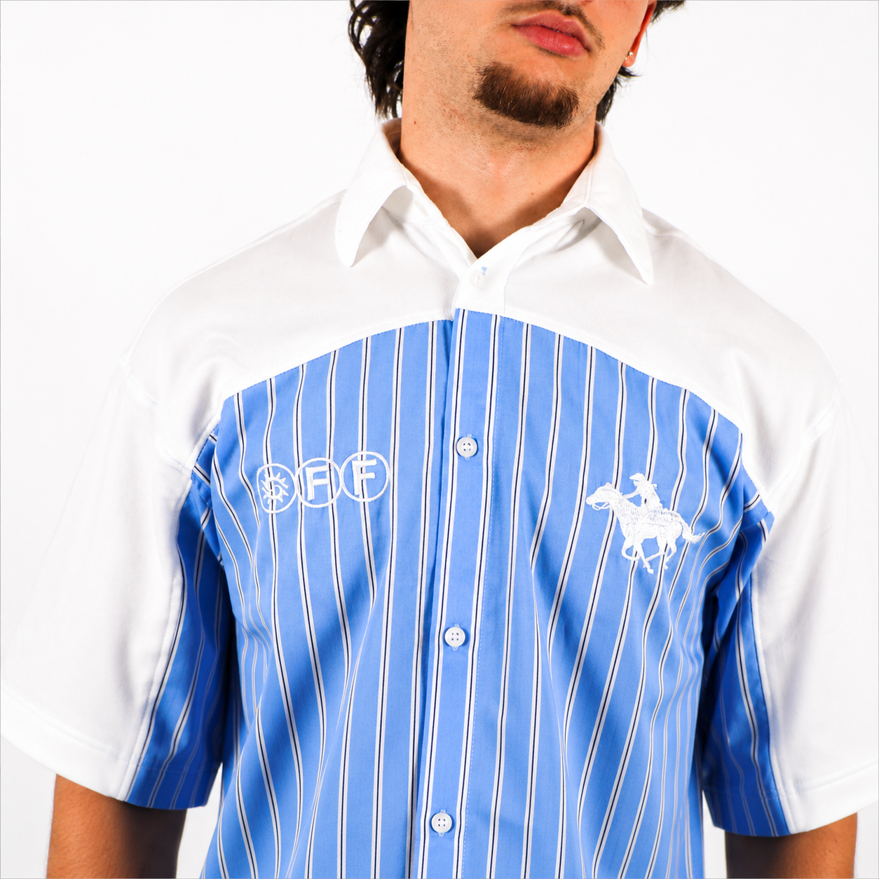 Chemise Oversize Bleu & Blanc à Rayures – Style Streetwear
