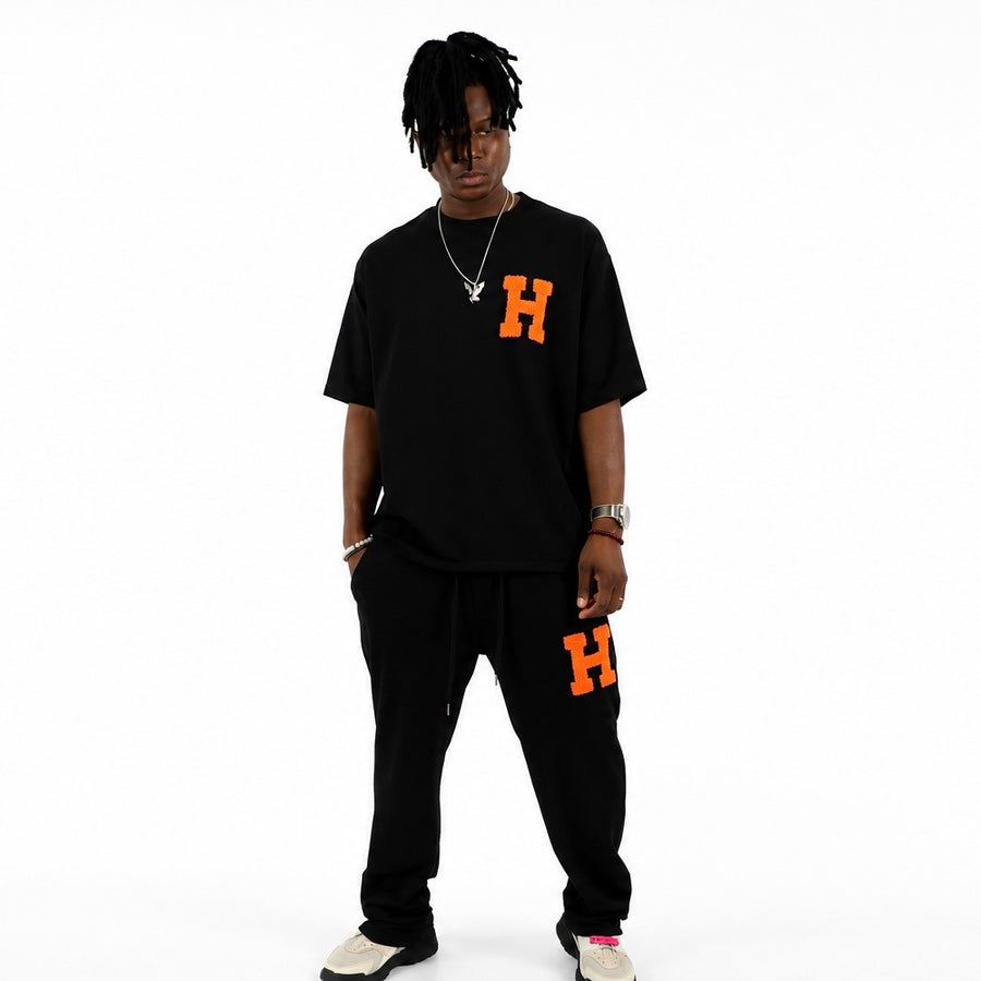 Ensemble Oversize Noir pantalon & T-shirt  “H” – Streetwear