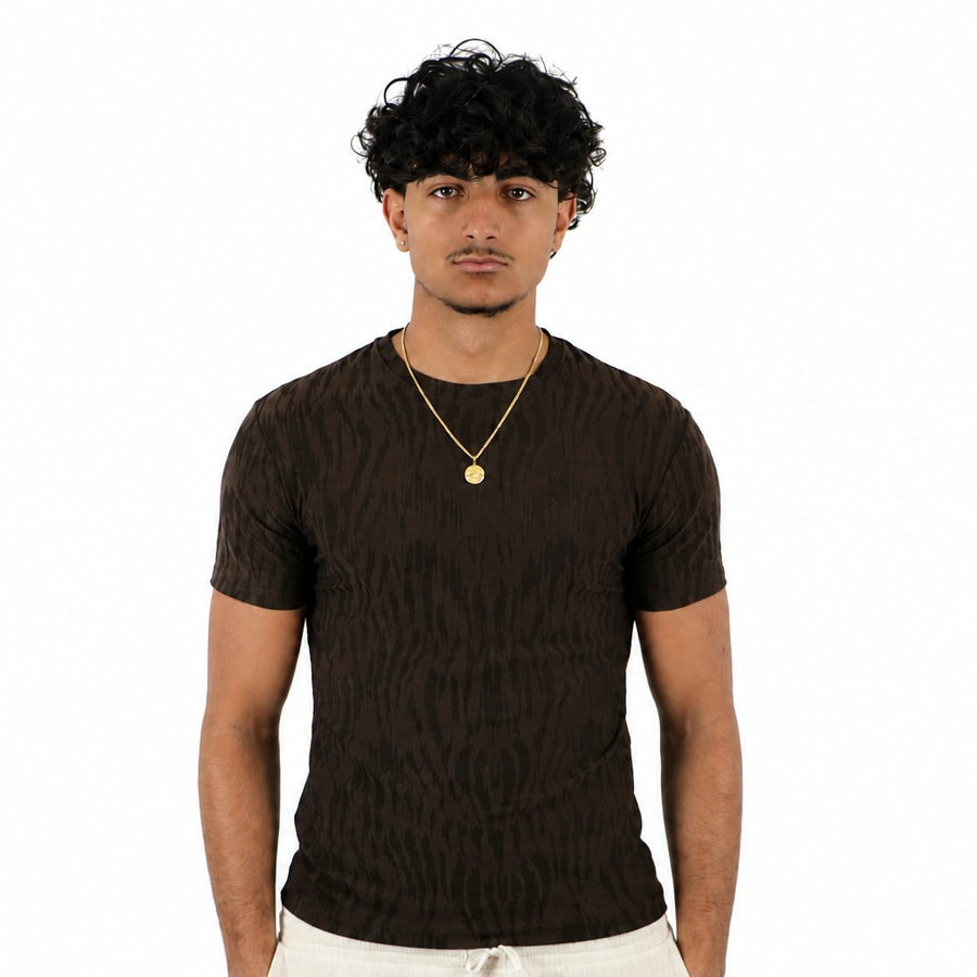 T-shirt serré texturé marron