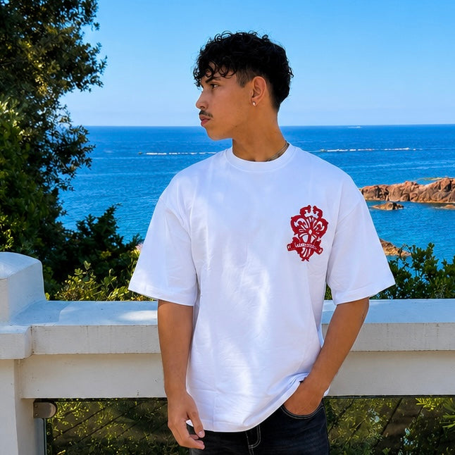 T-shirt Oversize Blanc avec broderie  “Endless Journey” – Streetwear