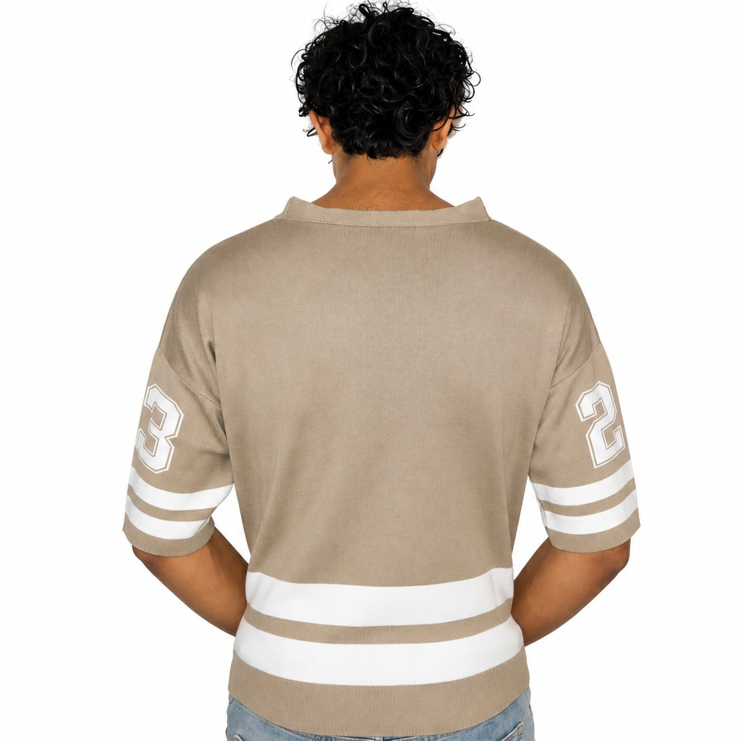 T-shirt Maille Beige & blanc à Lacets – Style Streetwear