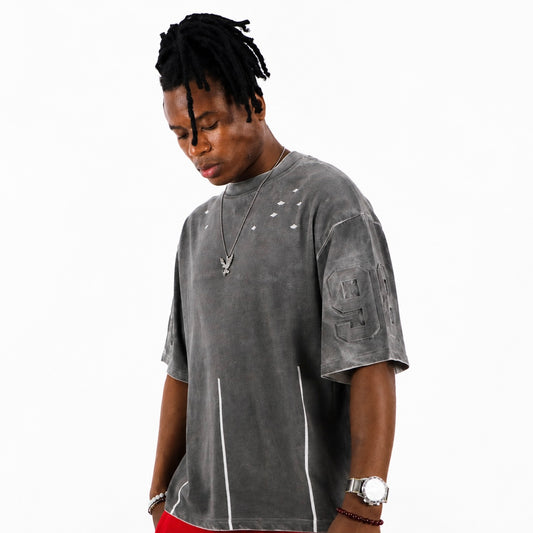 T-shirt oversize gris effet délavé -style streetwear