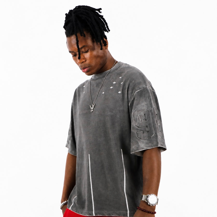 T-shirt oversize gris effet délavé -style streetwear