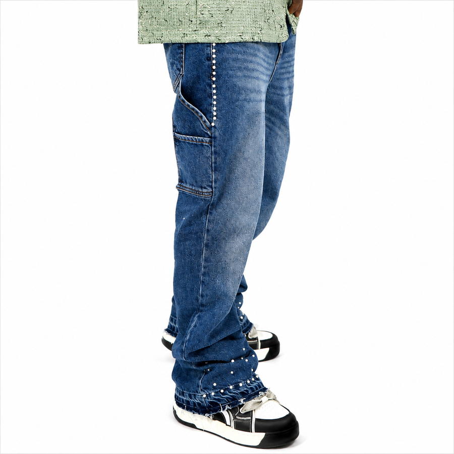 Jean Baggy Bleu Délavé Denim 100% Coton taille 31 - 100% Coton