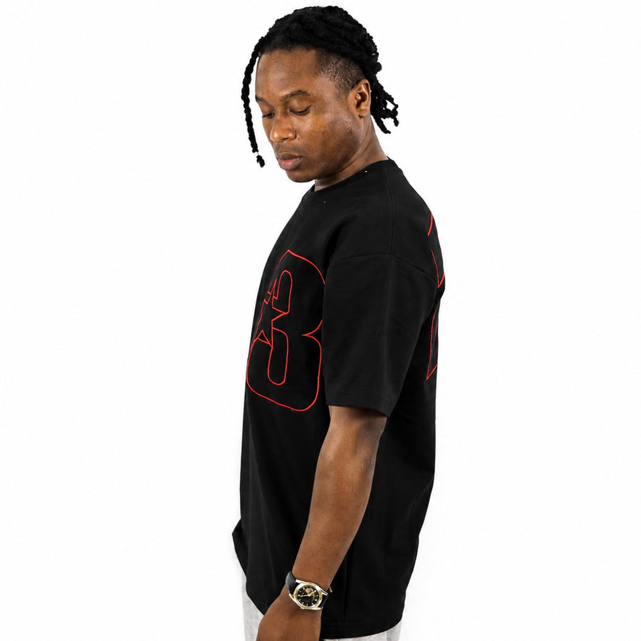 T-shirt Noir Oversize avec Imprimés Numériques – Style Streetwear