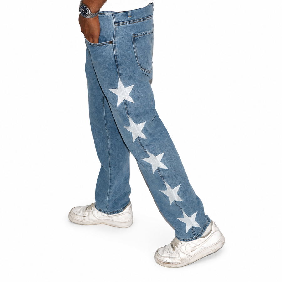 Jean bleu clair Denim étoiles brodées Taille 34
