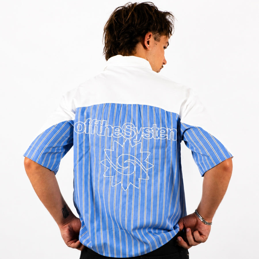 Chemise Oversize Bleu & Blanc à Rayures – Style Streetwear