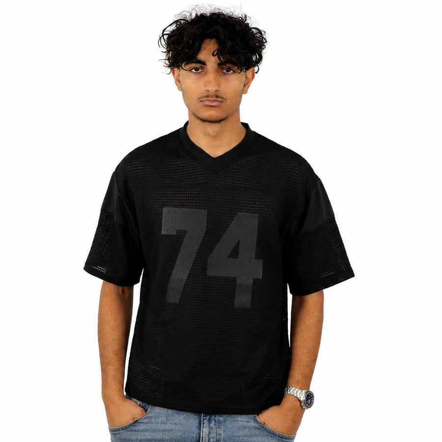 T-shirt oversize noir transparent "74" streetwear