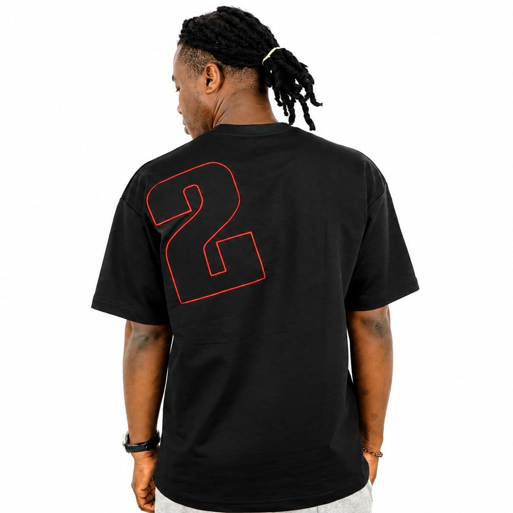 T-shirt Noir Oversize avec Imprimés Numériques – Style Streetwear