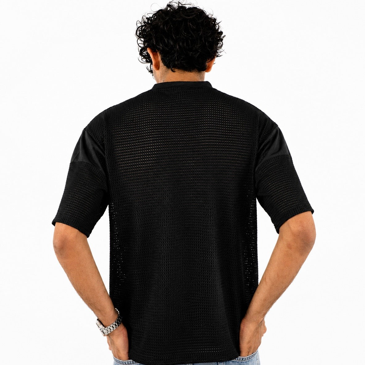 T-shirt oversize noir transparent "74" streetwear