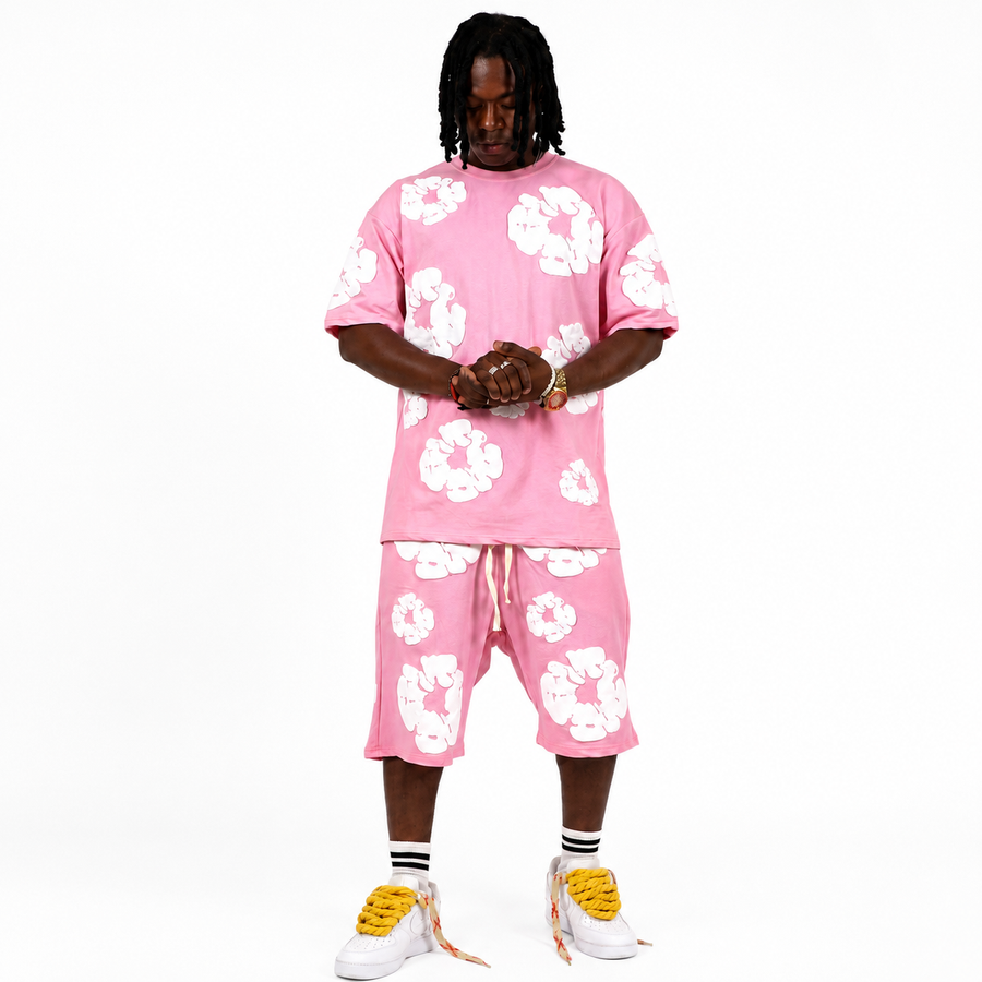 Ensemble short & rose à motif florale